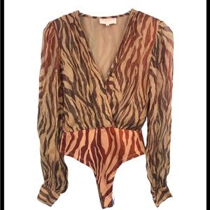 Rococo Sand Aine Bodysuit Top In Camel size L